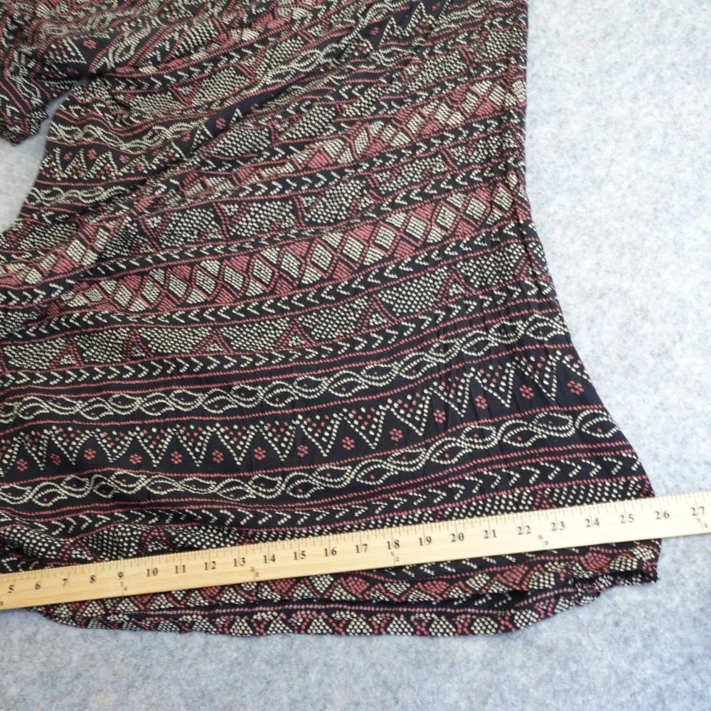 Vintage 90s Angie Harem Jumpsuit Womens S Black Geometric Beachy Boho Romper